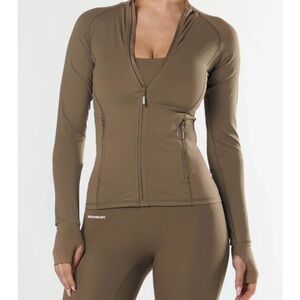 Brown Zip-Up Activewear Set